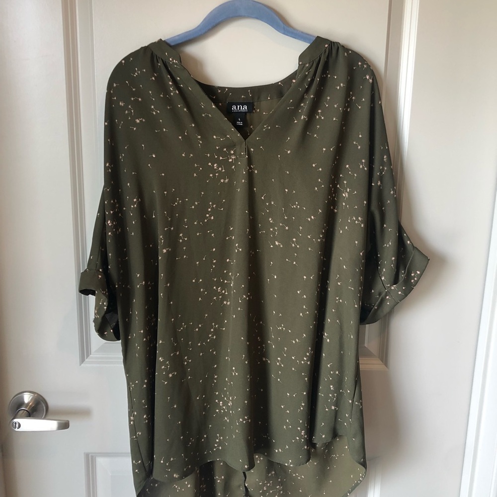Ana Green Blouse with Dandelions